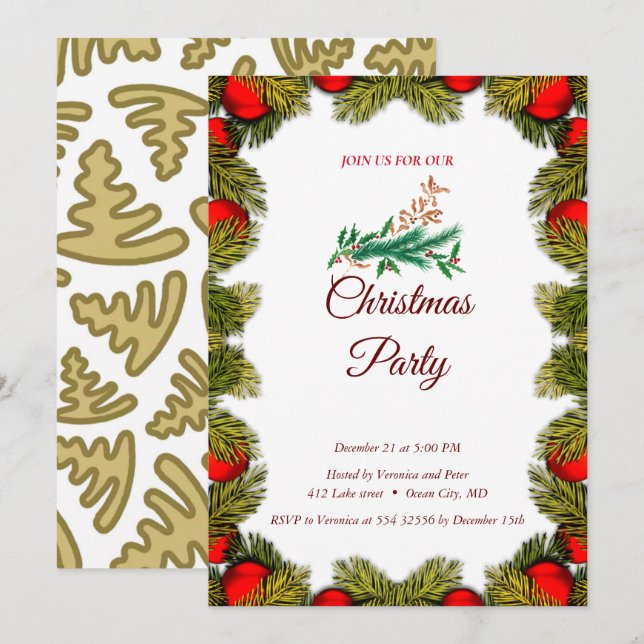 Convite de Natal elegante (Frente/Verso)