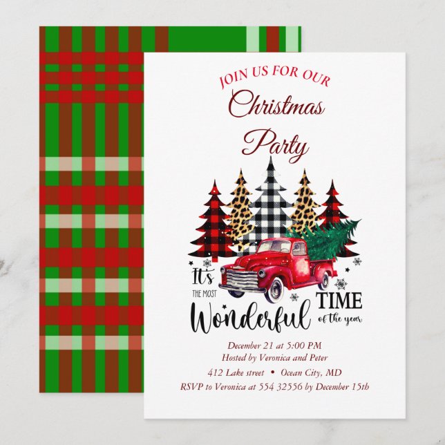 Convite de Natal elegante (Frente/Verso)
