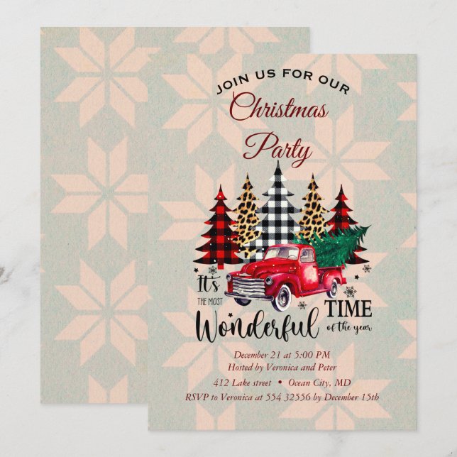 Convite de Natal elegante (Frente/Verso)