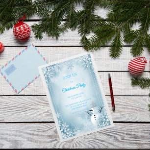 Convite de Natal Elegante Azul e Branco