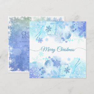 Convite de Natal Elegante em Aquarela Azul para Fe