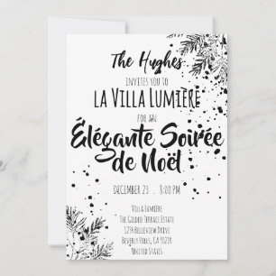 Convite de Natal Elegante Moderno Preto e Branco