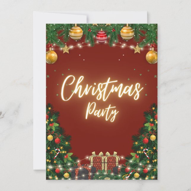 Convite de Natal Elegante para Festa (Frente)