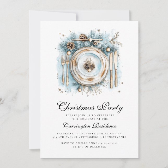 Convite de Natal elegante para jantar/festa em scr (Frente)