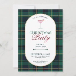 Convite de Natal Elegante Xadrez Tártan Vintage
