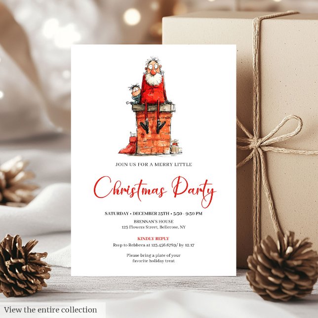 Convite de Natal em Aquarela do Papai Noel Caprich (Whimsical Santa Claus Watercolor Christmas Invite)