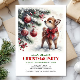 Convite de Natal em aquarela elegante com cervo be