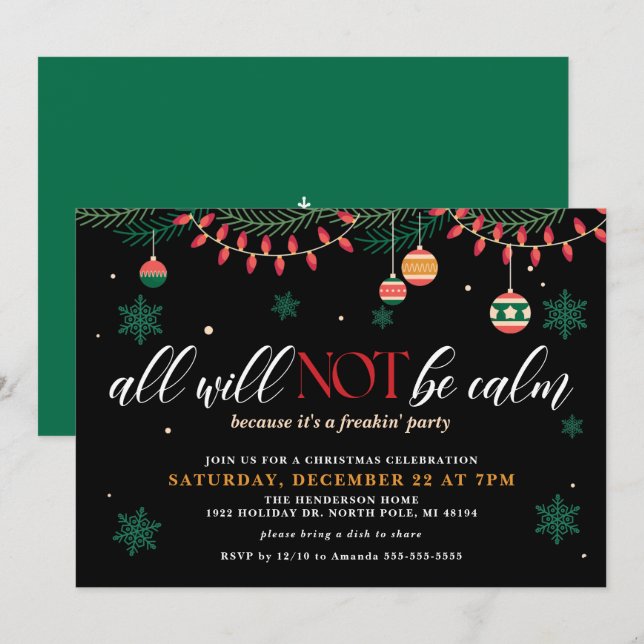 Convite de Natal Engraçado Tudo Não Será Tranquilo (Frente/Verso)