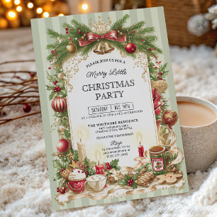 Convite de Natal Festa Alegre com Listra Verde Sál