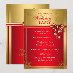 Convite de Natal Festa de Fim de Ano Fita de Ouro