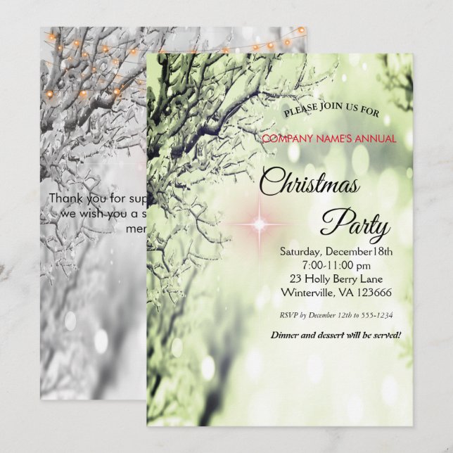 Convite de Natal Festivo Elegante (Frente/Verso)