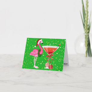 Convite de Natal Flamingo Cocktail - SRF
