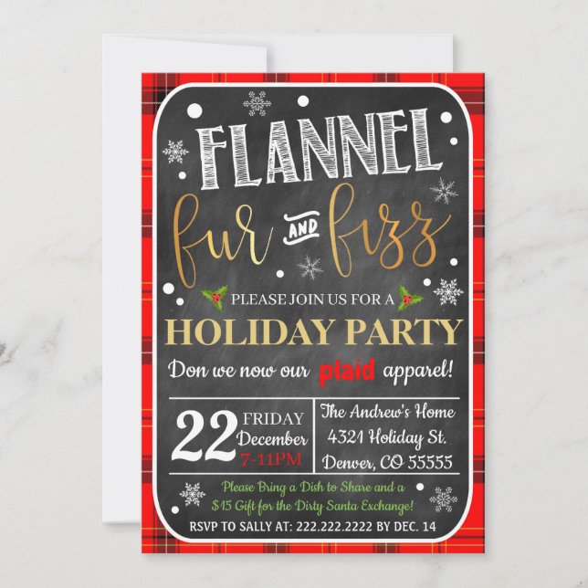 Convite de Natal Flannel fur & Fizz (Frente)