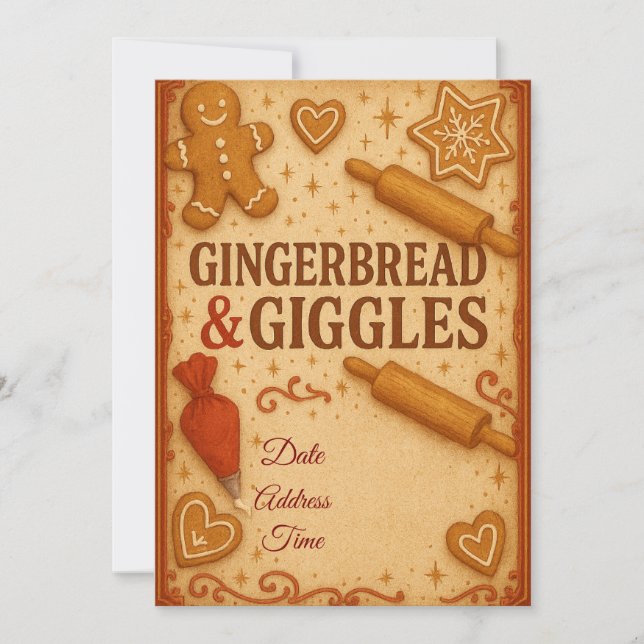 Convite de Natal Gingerbread & Giggles  (Frente)