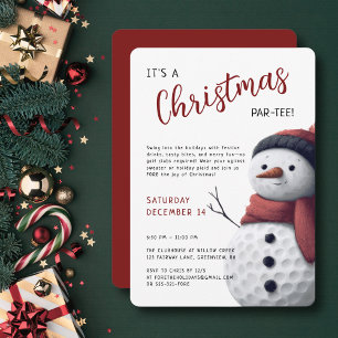 Convite de Natal Golf Par-Tee Boneco de Neve Festi