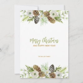 Convite de Natal Green Floral Wreath