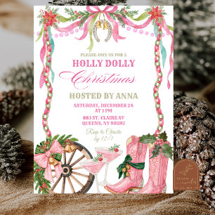 Convite de Natal Holly Dolly com Capricho Rosa