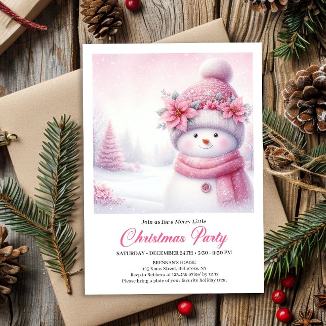 Convite de Natal Infantil Imprimível Floresta Neva (Sweet Snowy Forest Kids Printable Christmas Invitation

)