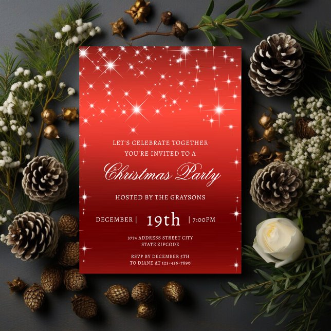 Convite de Natal Luxuoso Vermelho para Festa de Na (Criador carregado)
