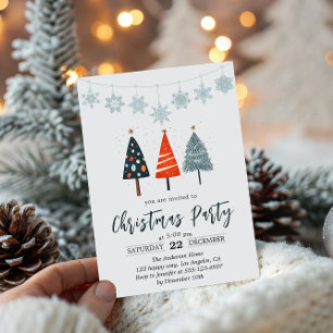 Convite de Natal Minimalista Moderno com Árvores