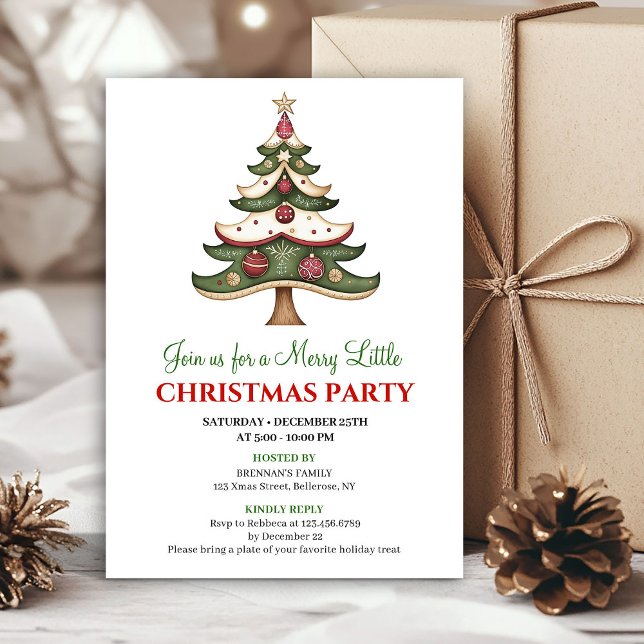 Convite de Natal moderno e caprichoso para árvore  (Modern whimsical Christmas tree Christmas invite)