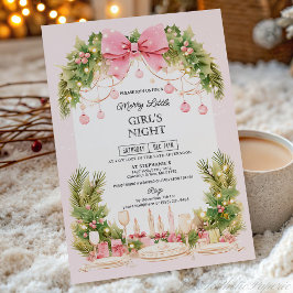 Convite de Natal Noite das Meninas com Laço Rosa E