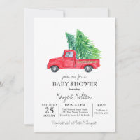 Convite de Natal para Caminhão Vermelho, bebê Red