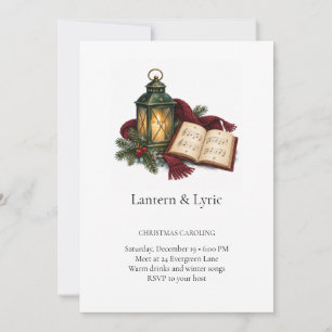 Convite de Natal para Cantar Carols com Lanterna e