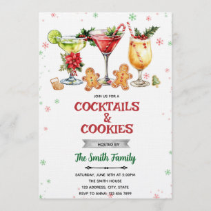 Convite de Natal para coquetéis e biscoitos