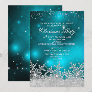 Convite de Natal para Festa de Natal em Azul Turqu
