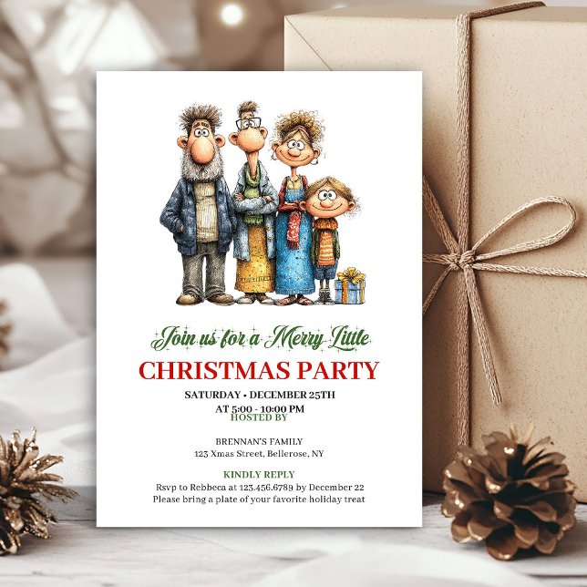 Convite de Natal para Festa em Família com Aquarel (Whimsical Watercolor Family Christmas Party Invite)