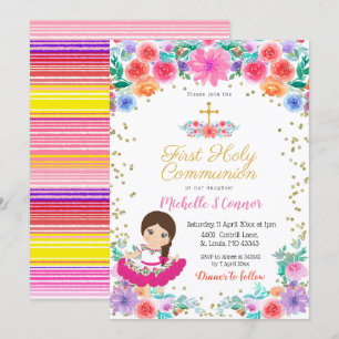 Convite de Natal para Garota Mexicana Floral