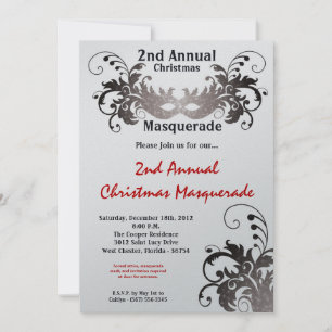 Convite de Natal para Mascarada de Silver Vermelho