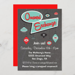 Convite de Natal para Troca de Ornamento Retroativ