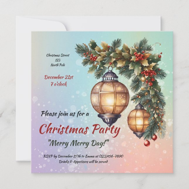 Convite de Natal personalizável (Frente)