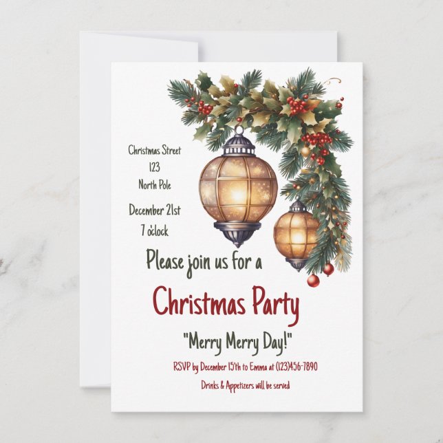 Convite de Natal personalizável (Frente)