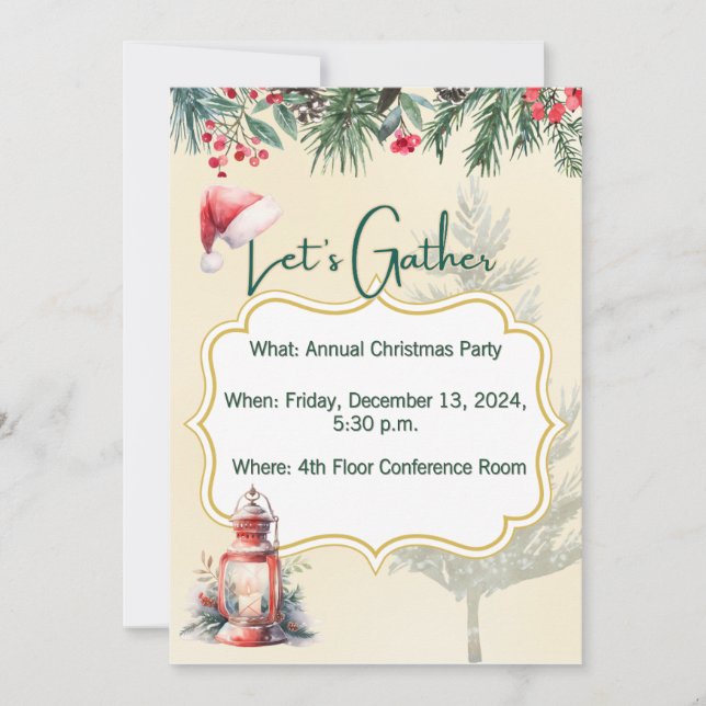 Convite de Natal Personalizável para Festa (Frente)