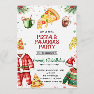 Convite de Natal Pizza e Pijamas