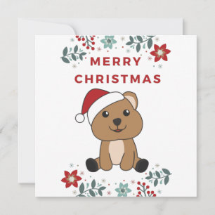 Convite de Natal Quokka Neve Animais de Inverno Qu