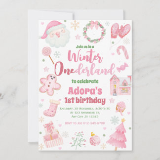 Convite de Natal Rosa de inverno OneDerland