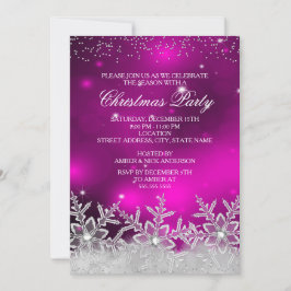 Convite de Natal Rosa Floco de Neve de Cristal