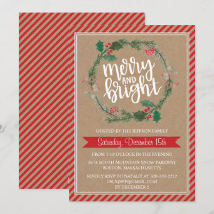 Convite de Natal Rustic Kraft Wreath