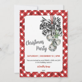 Convite de Natal Rustic Red Gingham Noël