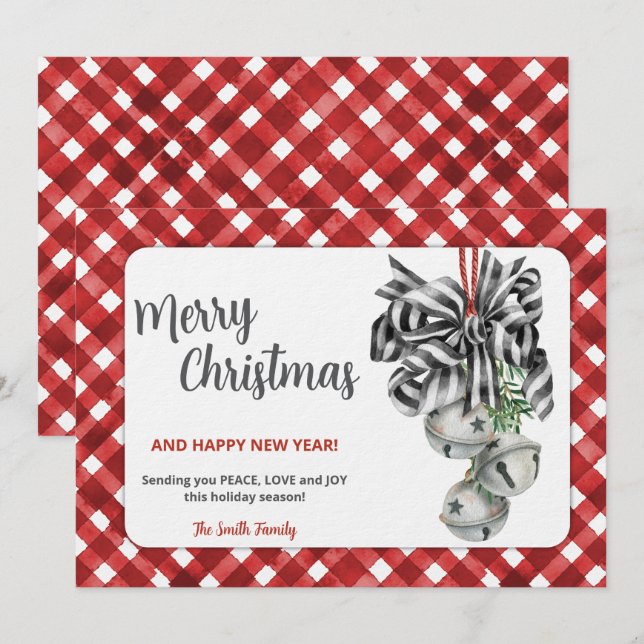Convite de Natal Rustic Red Gingham Noël (Frente/Verso)