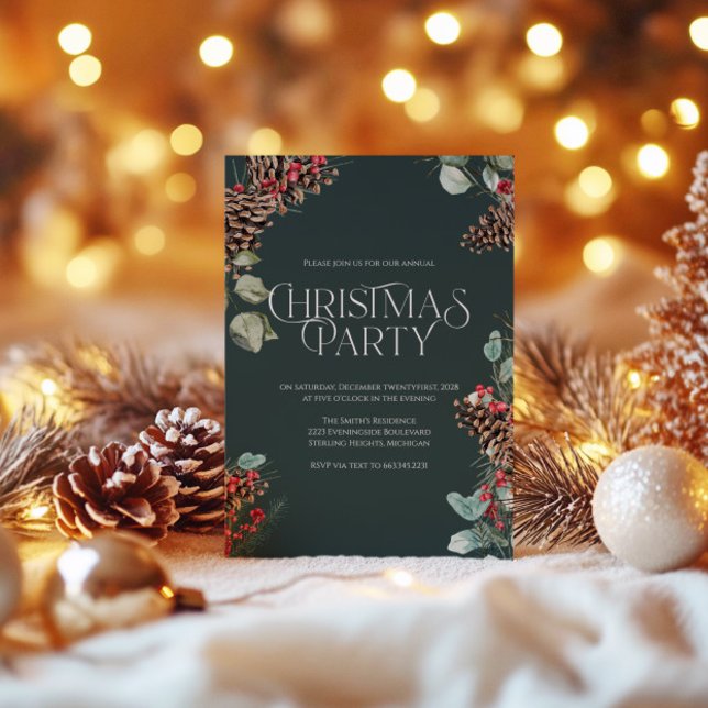 Convite de Natal Rústico, Tema de Feriado Preto (Criador carregado)