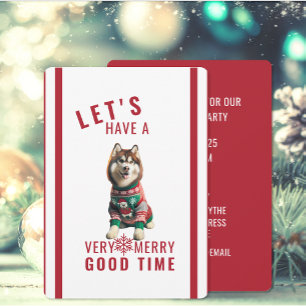 Convite de Natal Siberian Husky