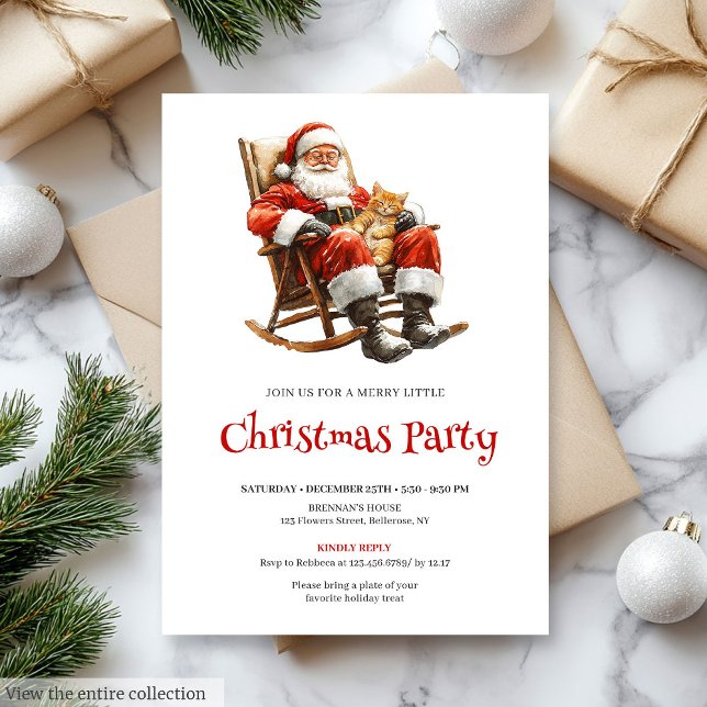 Convite de Natal Tradicional para Festa de Santa (Traditional Santa Festive Christmas Party Invite)