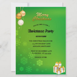 Convite de Natal Verde para Flocos de Neve Elegant