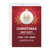 Convite de Natal vermelho e Dourado, véspera de Na