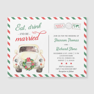 Convite de Natal Vermelho Verde para Casamento Fes